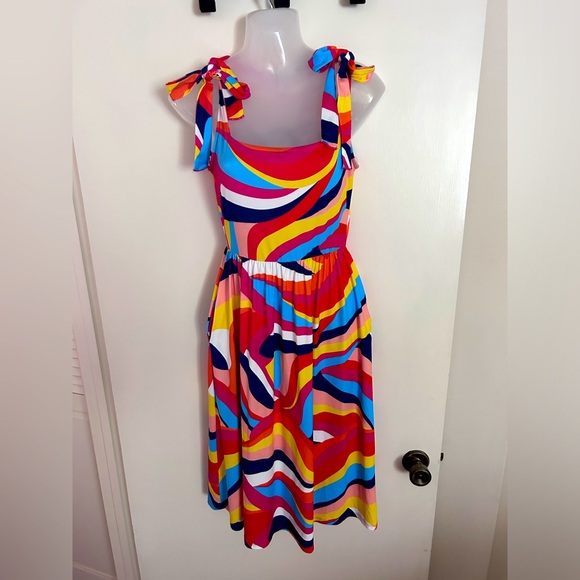 NWOT Haptics By Holly Harper Sleeveless w/ Bows Red Yellow Women’s Dress Sz S-M - Picture 5 of 14